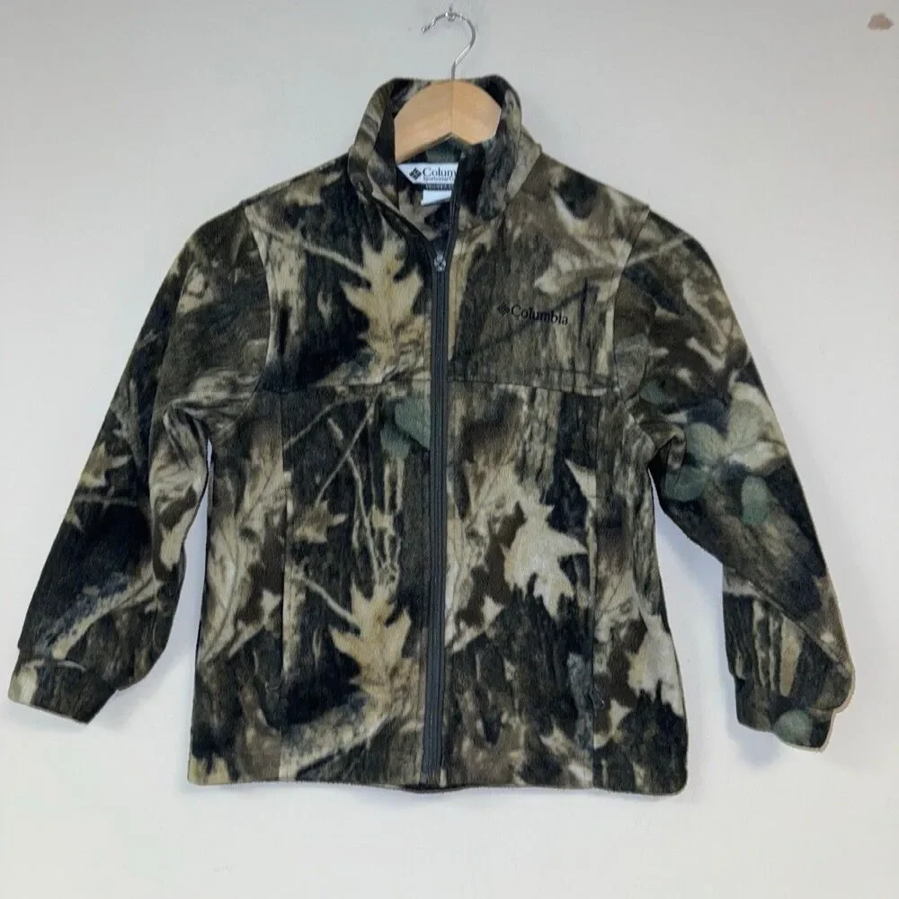 Columbia Camouflage Fleece Jacket Boy 8 Full-Zip Outdoors Hunting Warm Halloween